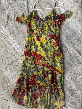 INC Lemon yellow chiffon dress
